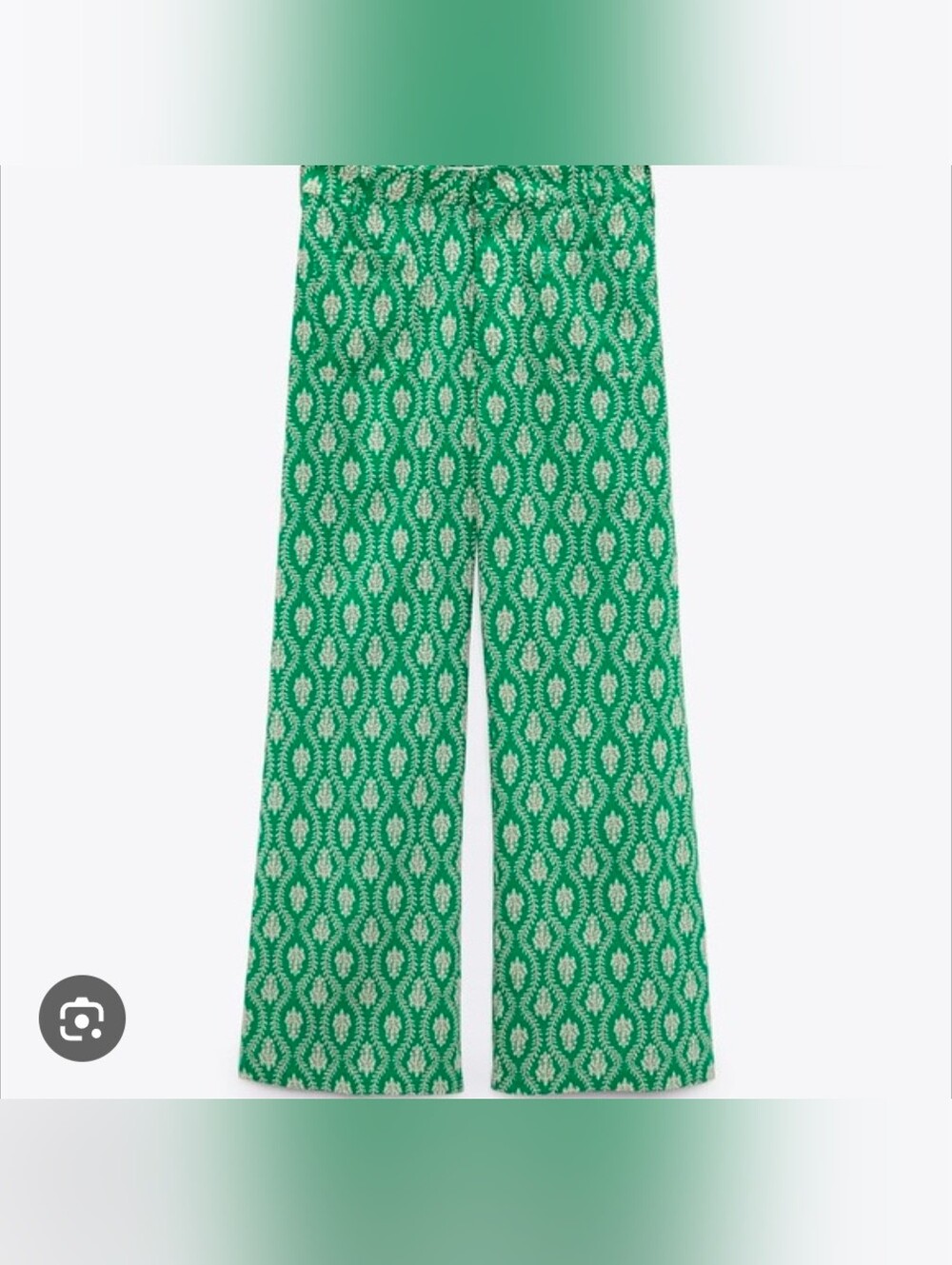 Zara Green Geometric-Print Cotton Pants